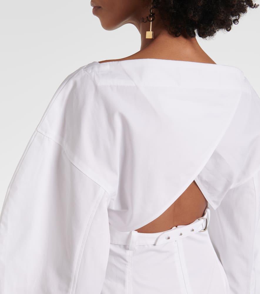 JACQUEMUS La Casaco Long Sleeve Cotton Shirtdress In White Product Image