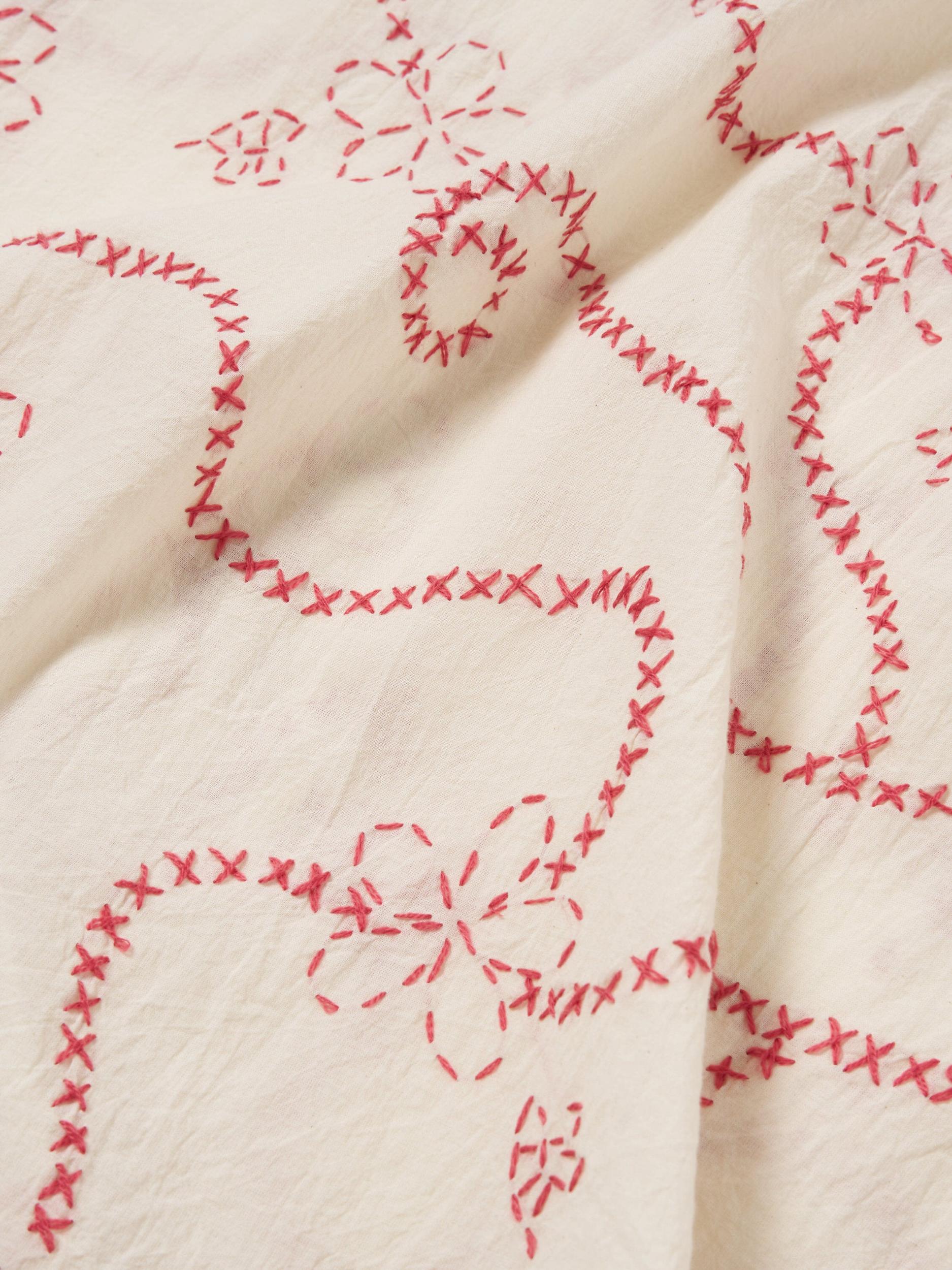 Ecru Terracotta Kantha Cotton Camp Shirt Product Image