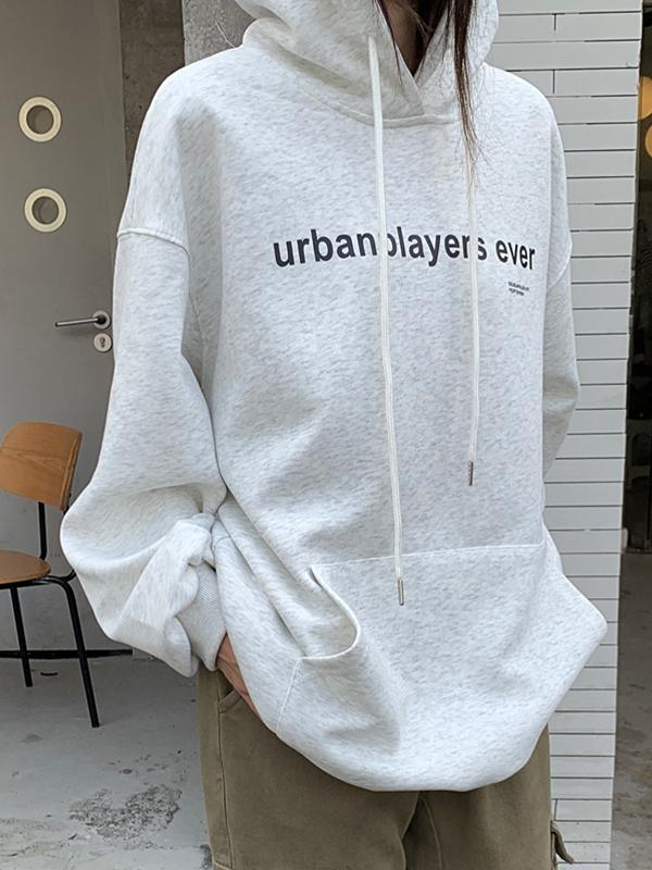 Simple Letter Print Oversized Hoodie Product Image