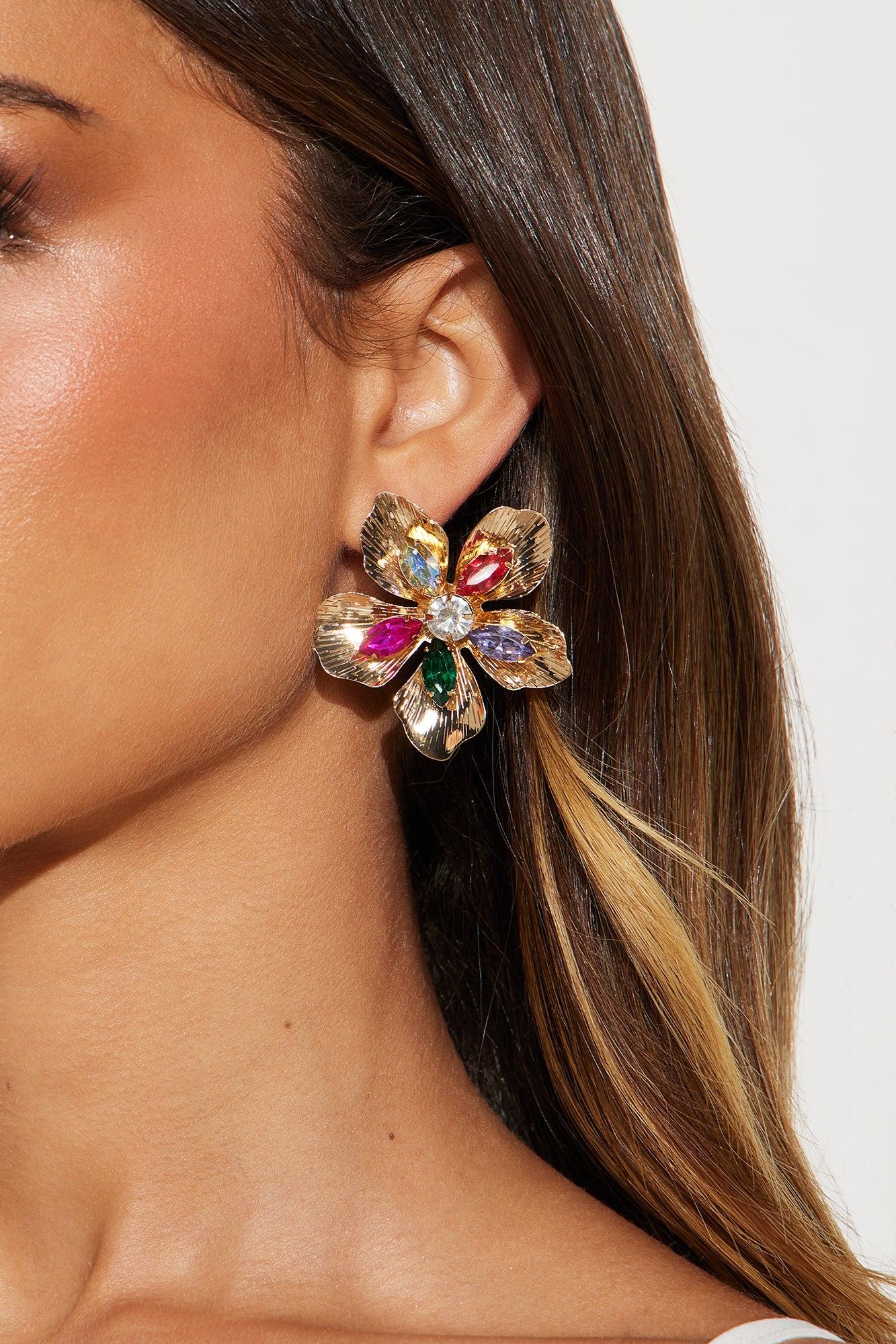 Flora Fiesta Embellished Statement Earrings - Multi Color Product Image