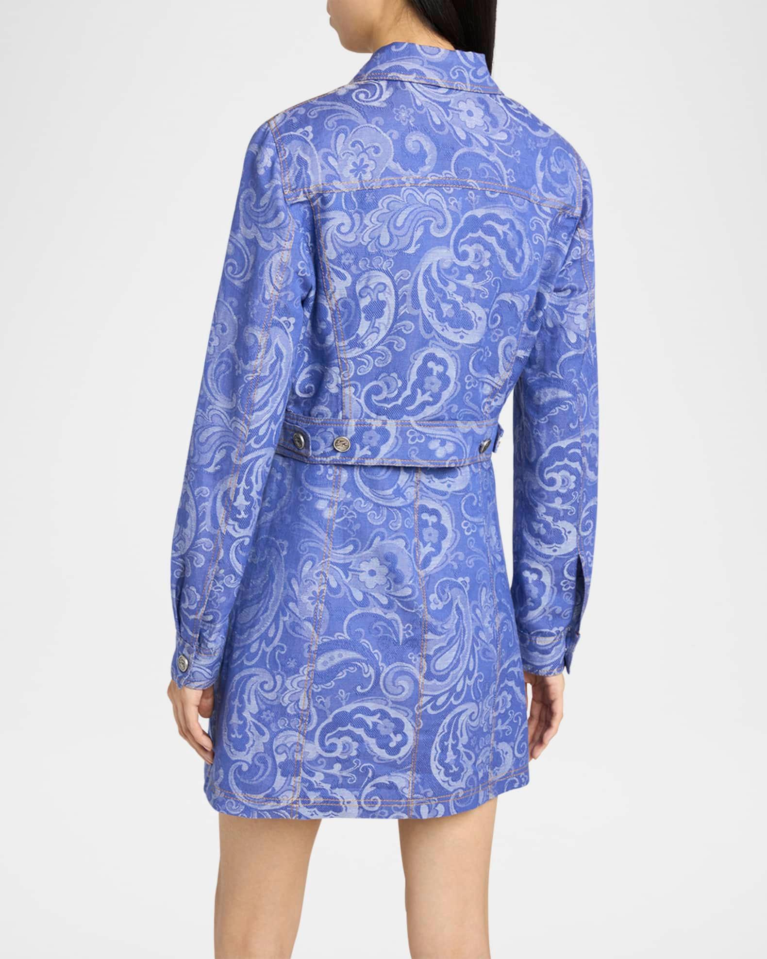 Paisley Jacquard Crop Denim Jacket Product Image