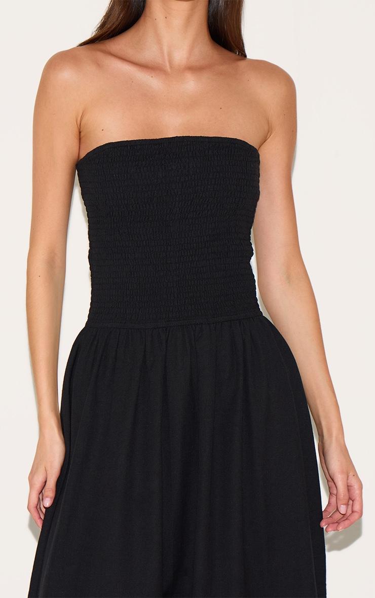 Black Bandeau Shirred Detail Maxi Dress Product Image