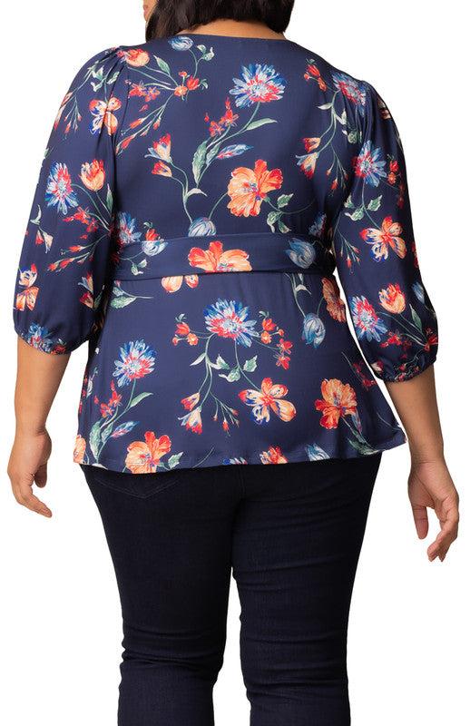 Nina 3/4 Sleeve Wrap Top - Plus Product Image
