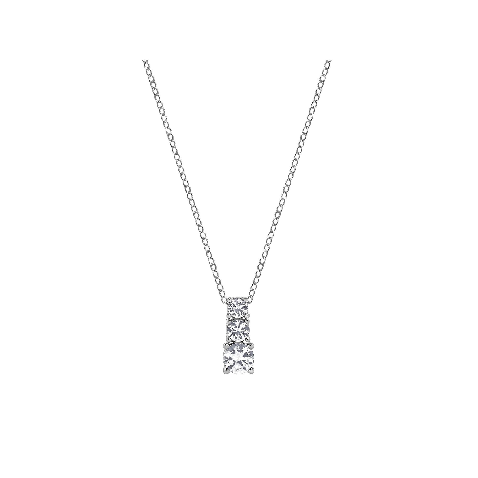 Gemstone Brilliance Lab-Created White Sapphire Drop Pendant Necklace, Women's, Size: 18", Silver Tone Product Image