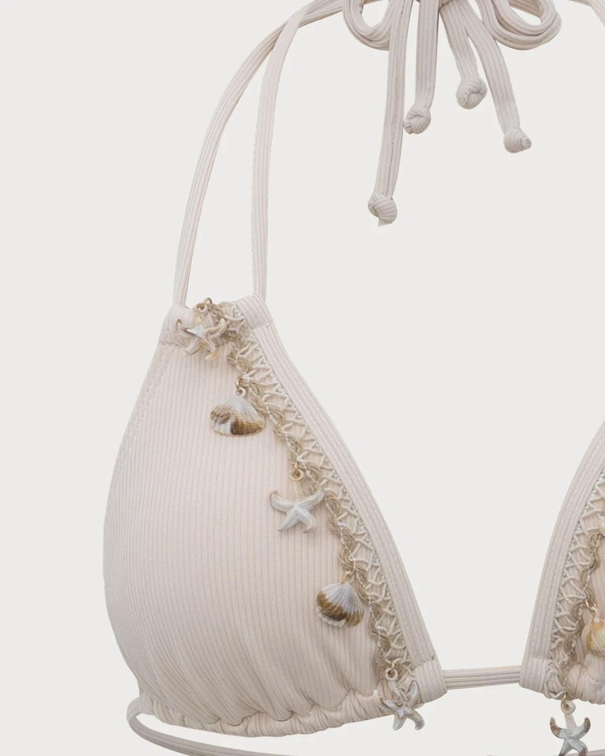 White Shell Embellished Bikini Set Product Image