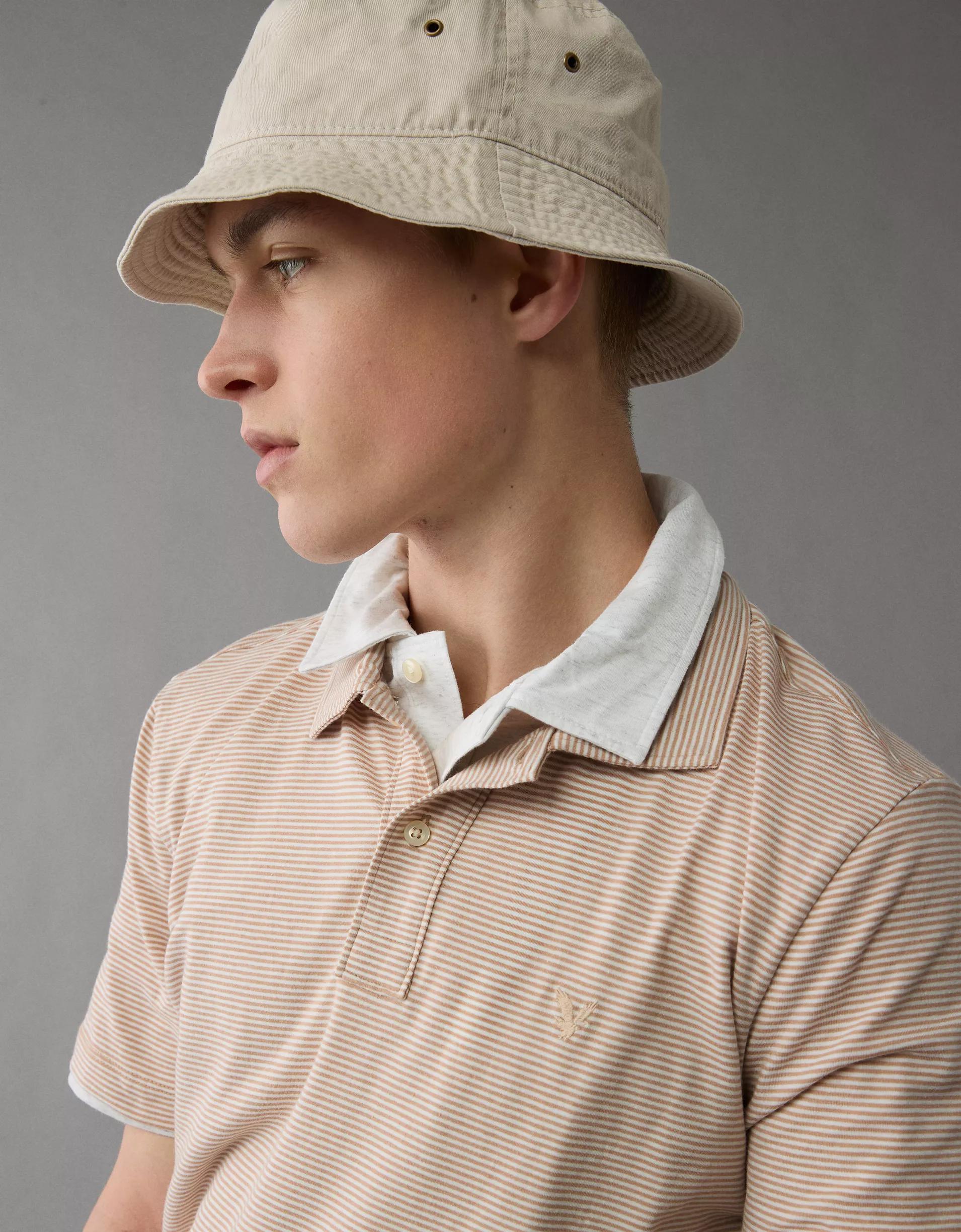 AE 24/7 Club Logo Striped Polo Shirt Product Image