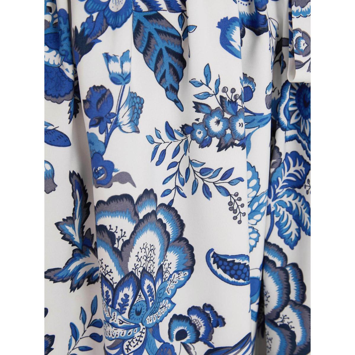 Plus Size Bandana Print Surplice Neck Lantern Sleeve Pocket Belted Midi Dress Blue Women Resort Non V-neck Half Sleeve Curvy Midi Dress BloomChic 30/6X Product Image