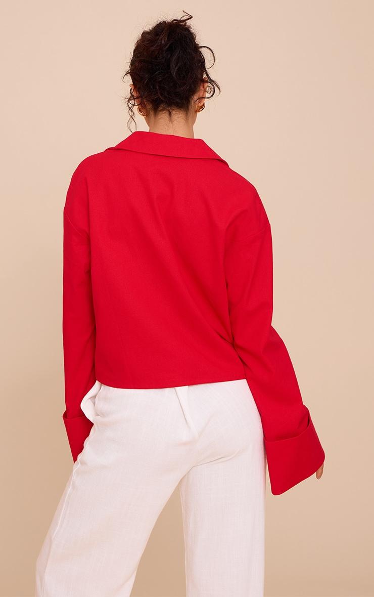 Tomato Tie Front Linen Look Collar Blazer Product Image