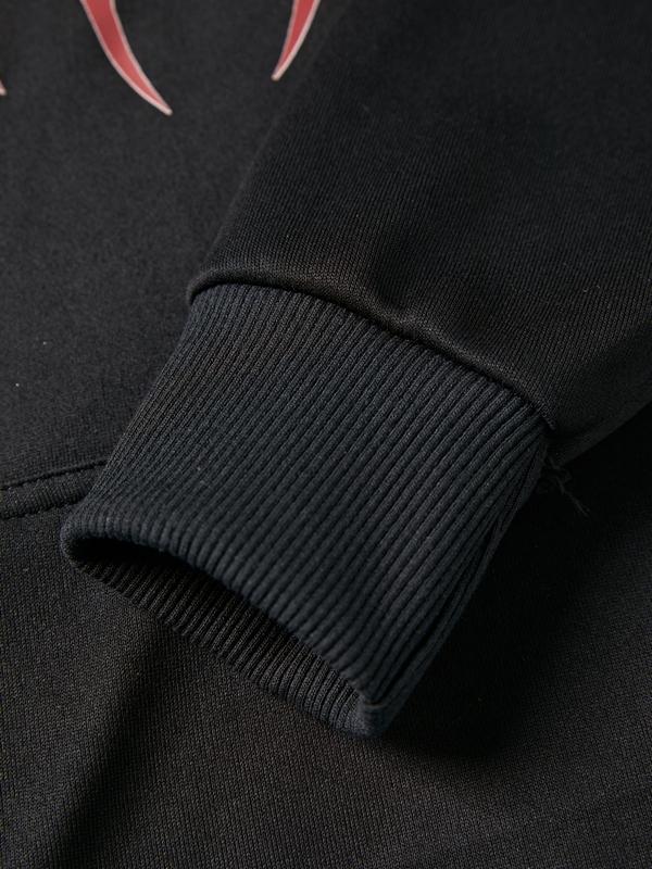 Men's Contrast Color Spider Embroidery Full Zip Oversized Hoodie Product Image