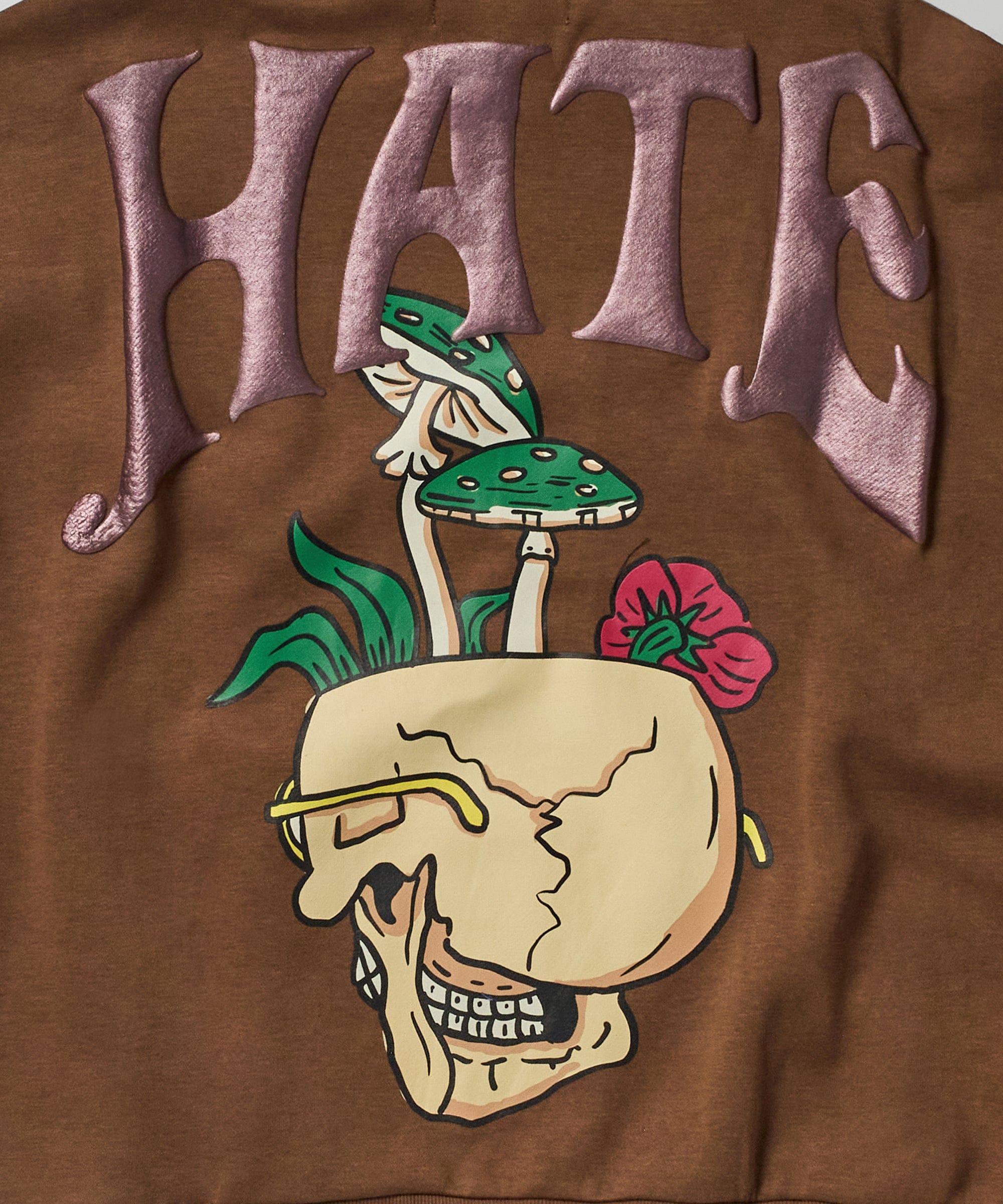 Love Hate Puff Print Hoodie - Khaki Product Image