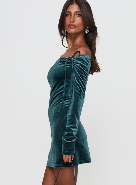 Intertwine Long Sleeve Mini Dress Forest Green Product Image