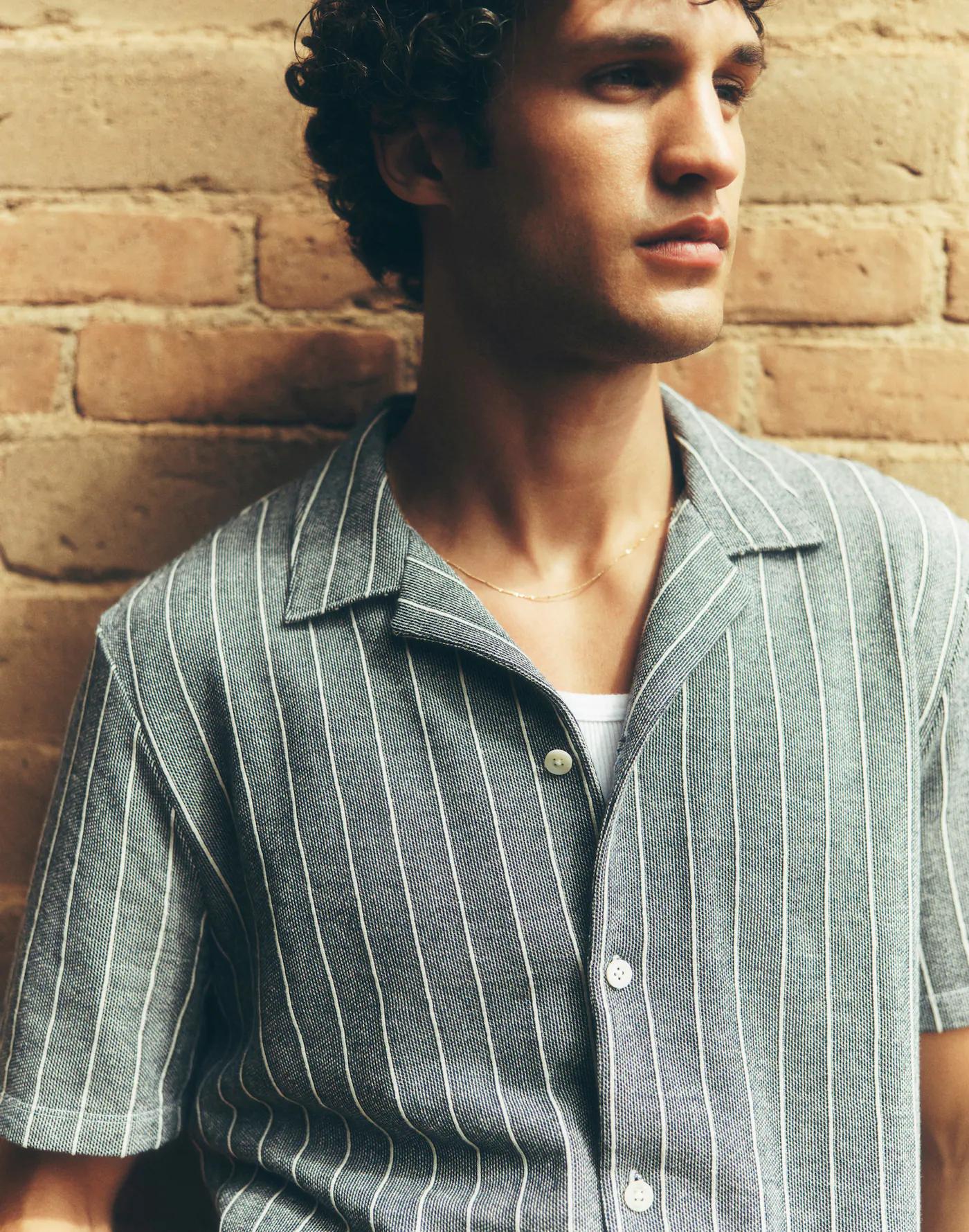 Textured Stripe Camp-Collar Shirt Product Image
