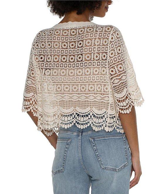 Liverpool Los Angeles Lace V-Neck Short Sleeve Bolero Topper Cardigan Product Image