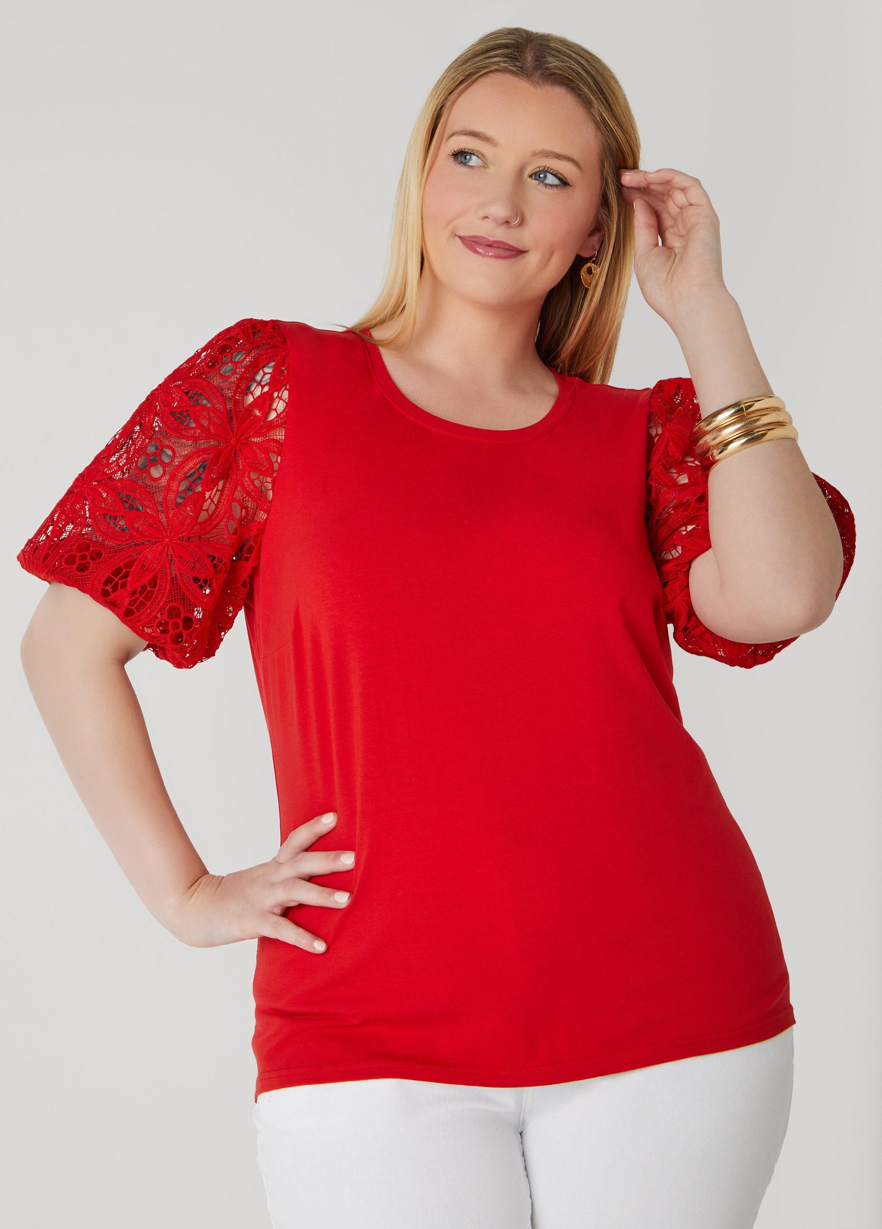 Crochet Sleeved Jersey Tee Product Image