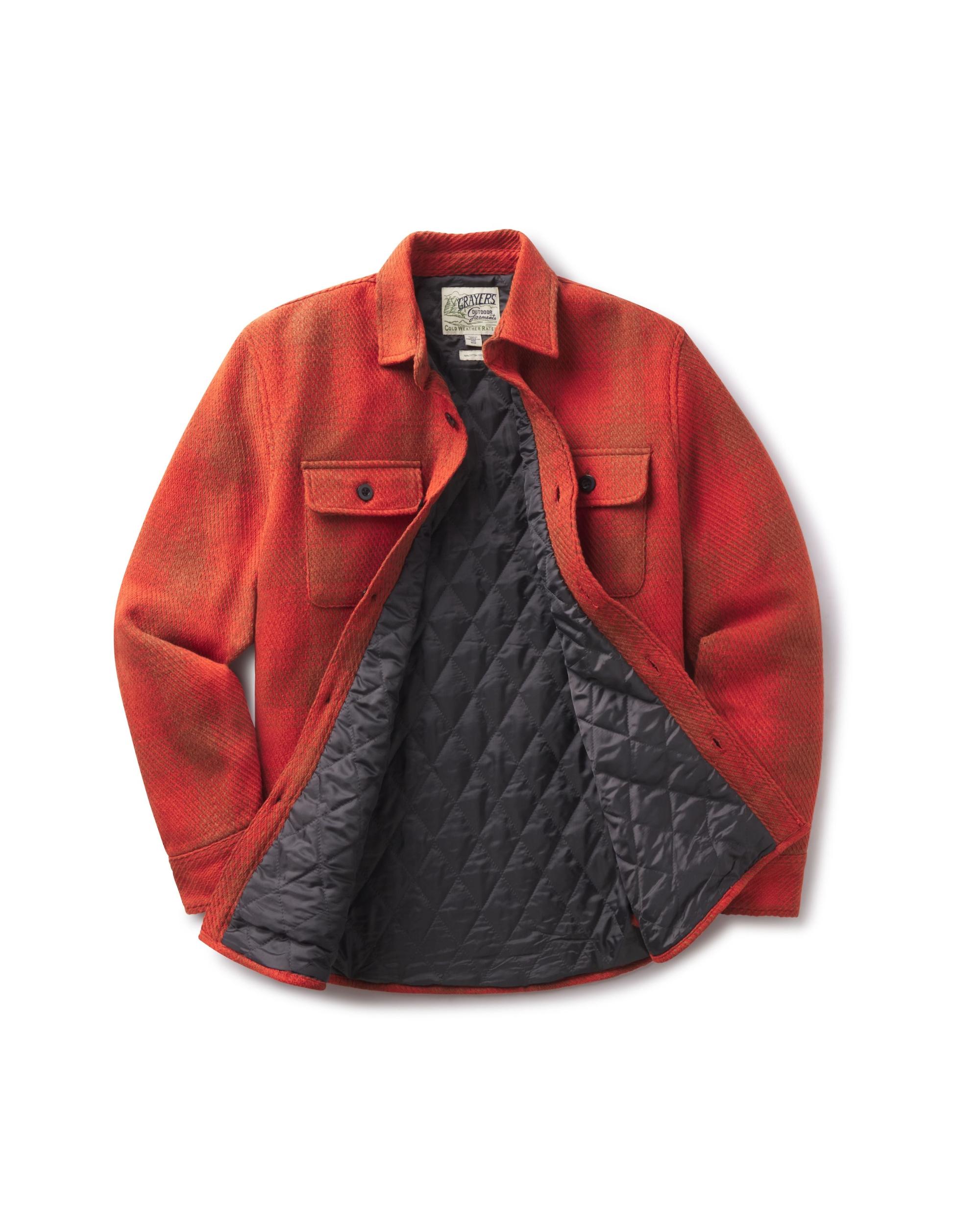 Brawny Twill Quilted Shirt Jacket - Rust Product Image