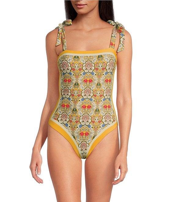 A Loves A Reversible Versailles Floral Bandeau Tie Shoulder One Piece Swimsuit Product Image
