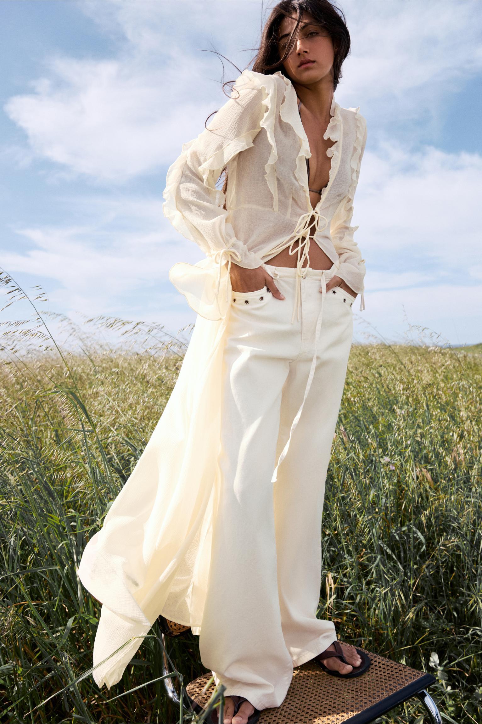 Long ruffled camisole kimono Product Image