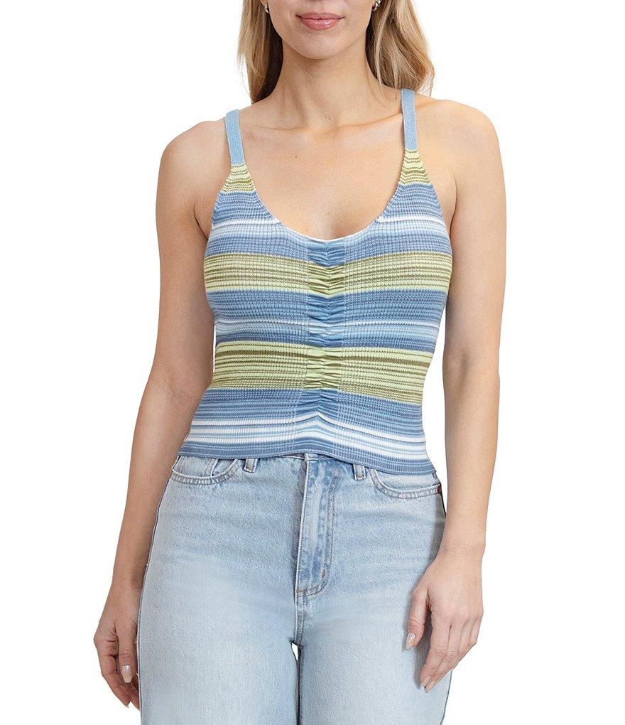 Stevie by Steve Madden Striped Adjustable Strap Sweater Tank Top Product Image