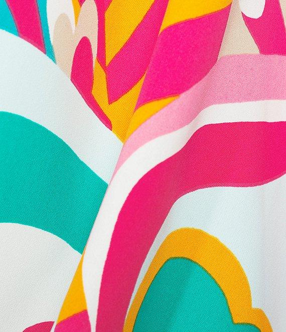 Trina Turk Concourse Abstract Printed Georgette Surplice V-Neck Elbow Dolman Sleeve Product Image