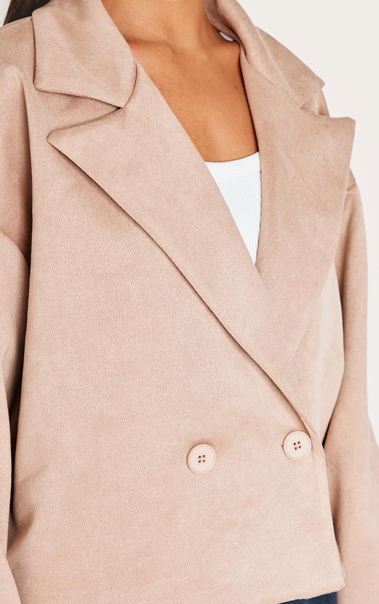 Stone Faux Suede Balloon Sleeve Trench Coat Product Image