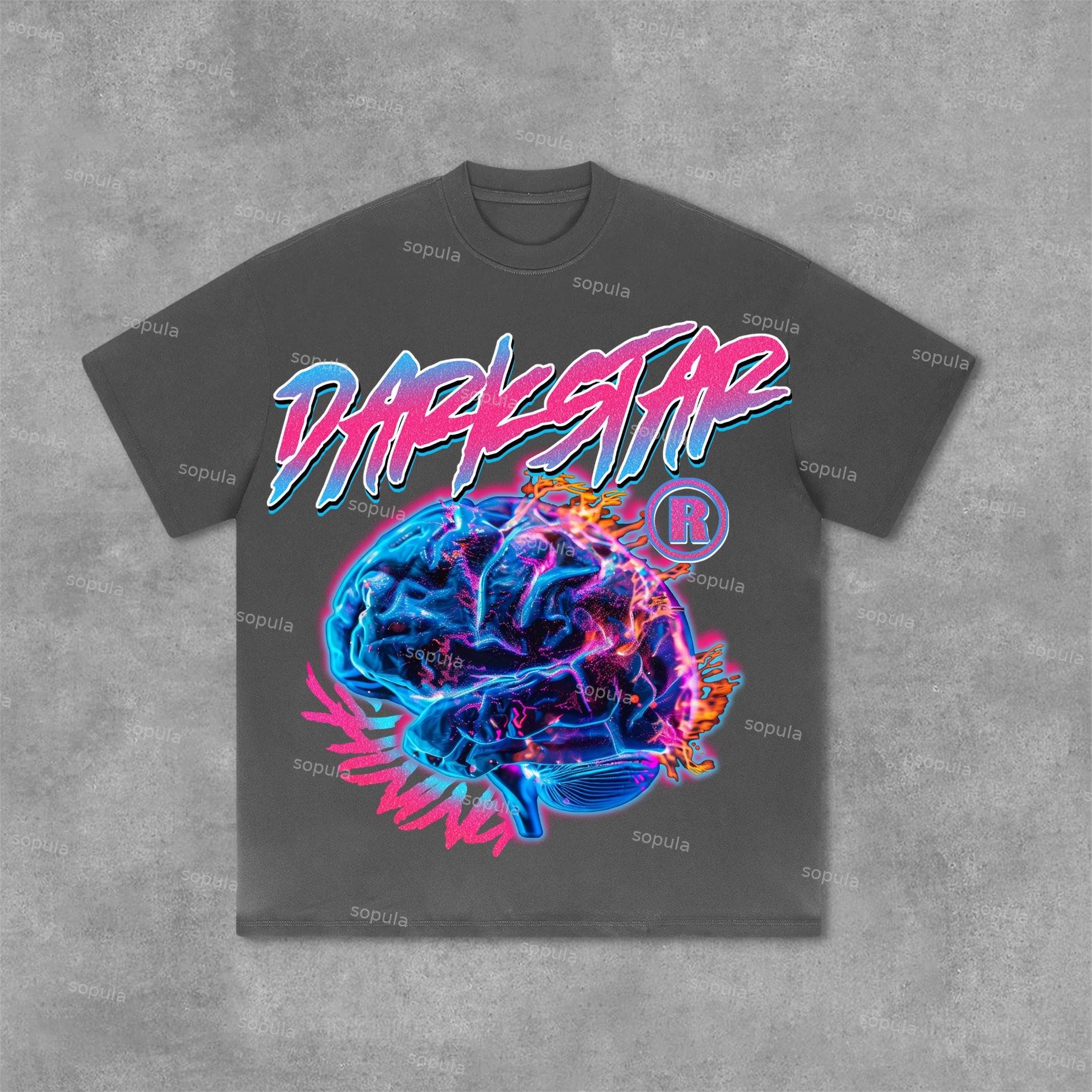 Sopula Darkstar Fun Color Brain Graphic Print Cotton T-Shirt Product Image