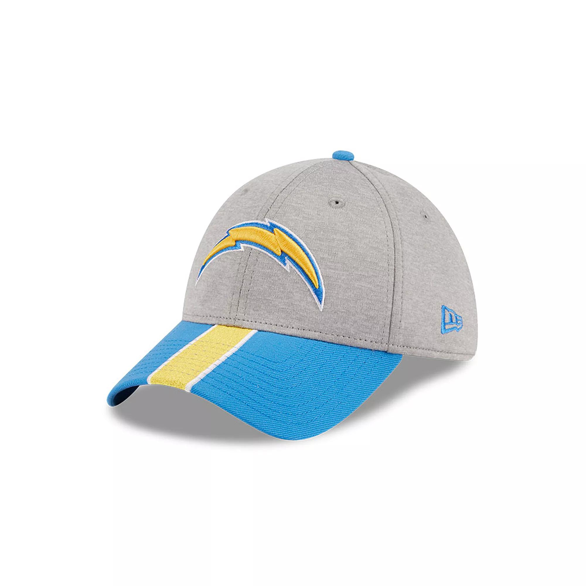 Men's New Era Heather Gray/Powder Blue Los Angeles Chargers Striped 39THIRTY Flex Hat, Size: Small/Medium, Grey Product Image