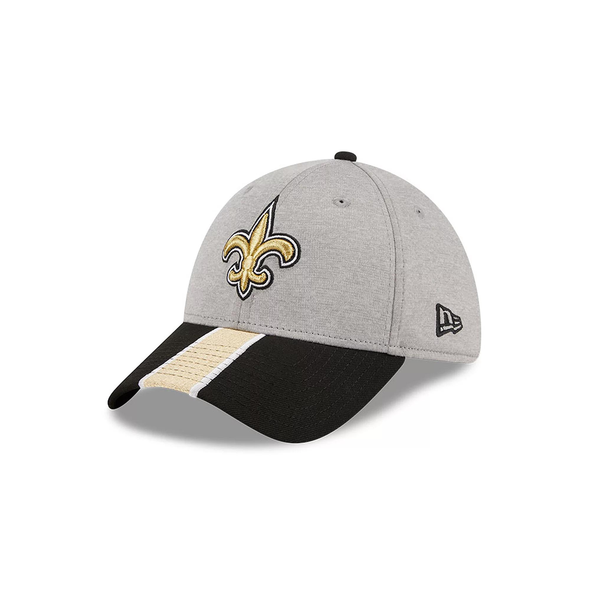 Men's New Era Heather Gray/Black New Orleans Saints Striped 39THIRTY Flex Hat,  Product Image