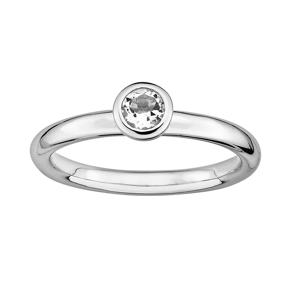 Stacks & Stones Sterling Silver White Topaz Stack Ring, Women's, Size: 9 Product Image