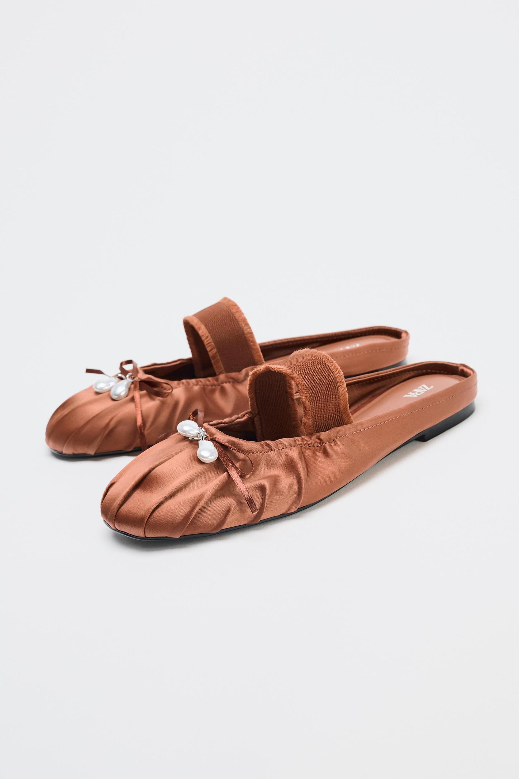 SATIN EFFECT SLINGBACK SHOES Product Image