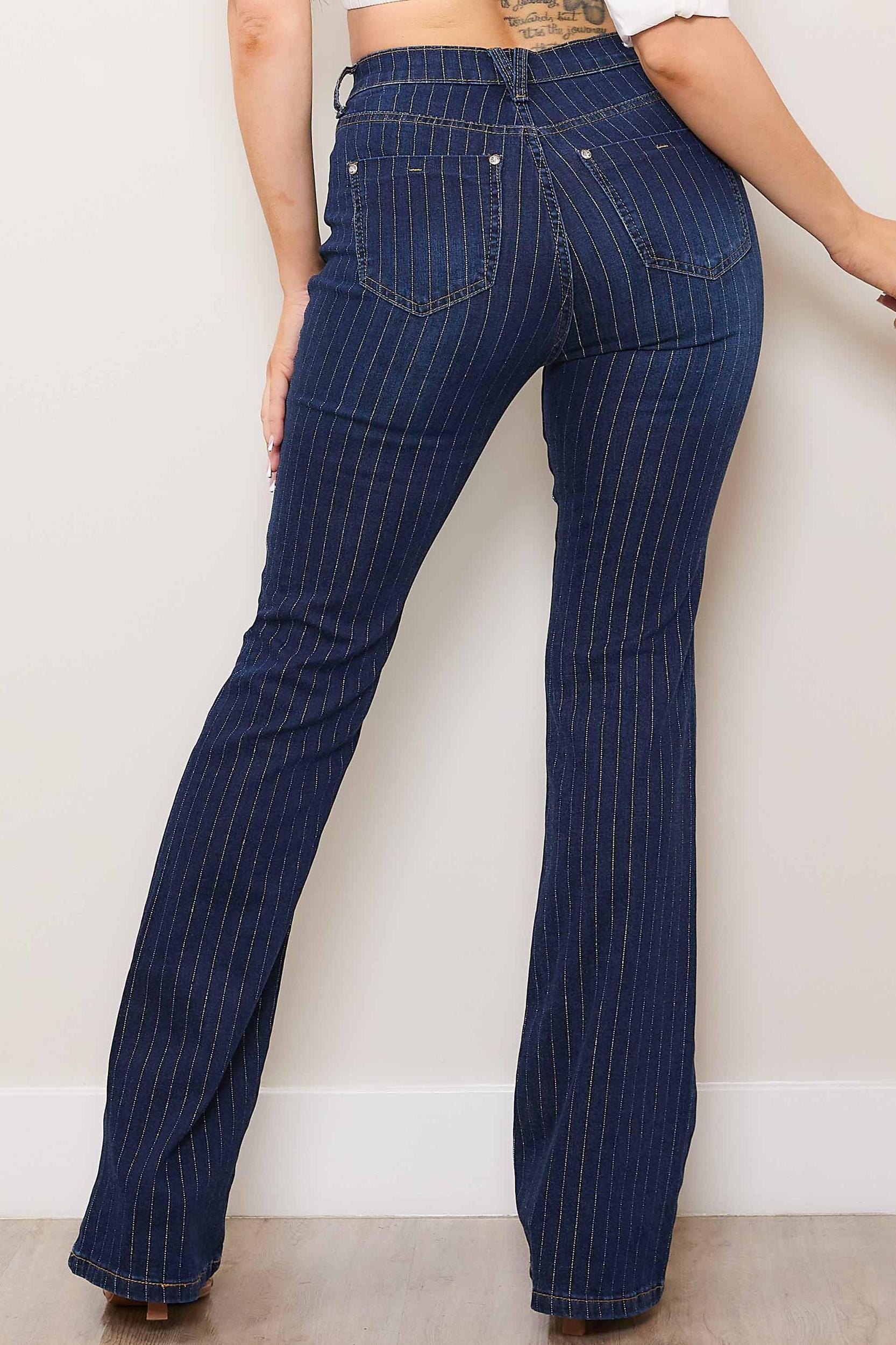 Metallic Stripe Bootcut Pants Product Image