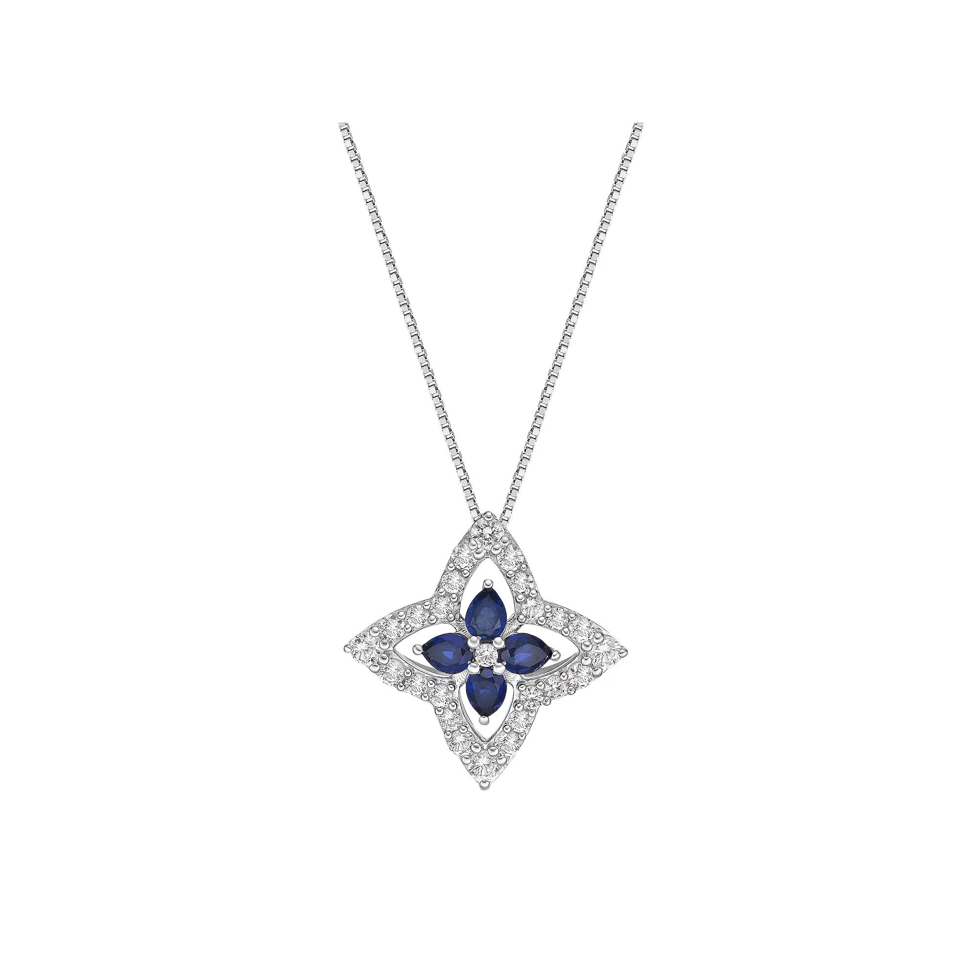 Gemminded Sterling Silver Lab-Created Blue Sapphire & Lab-Created White Sapphire Star Pendant, Women's, Size: 18" Product Image