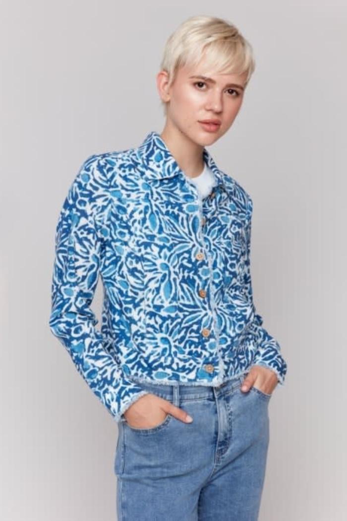 Printed Long Sleeve Button Front Jacket Product Image