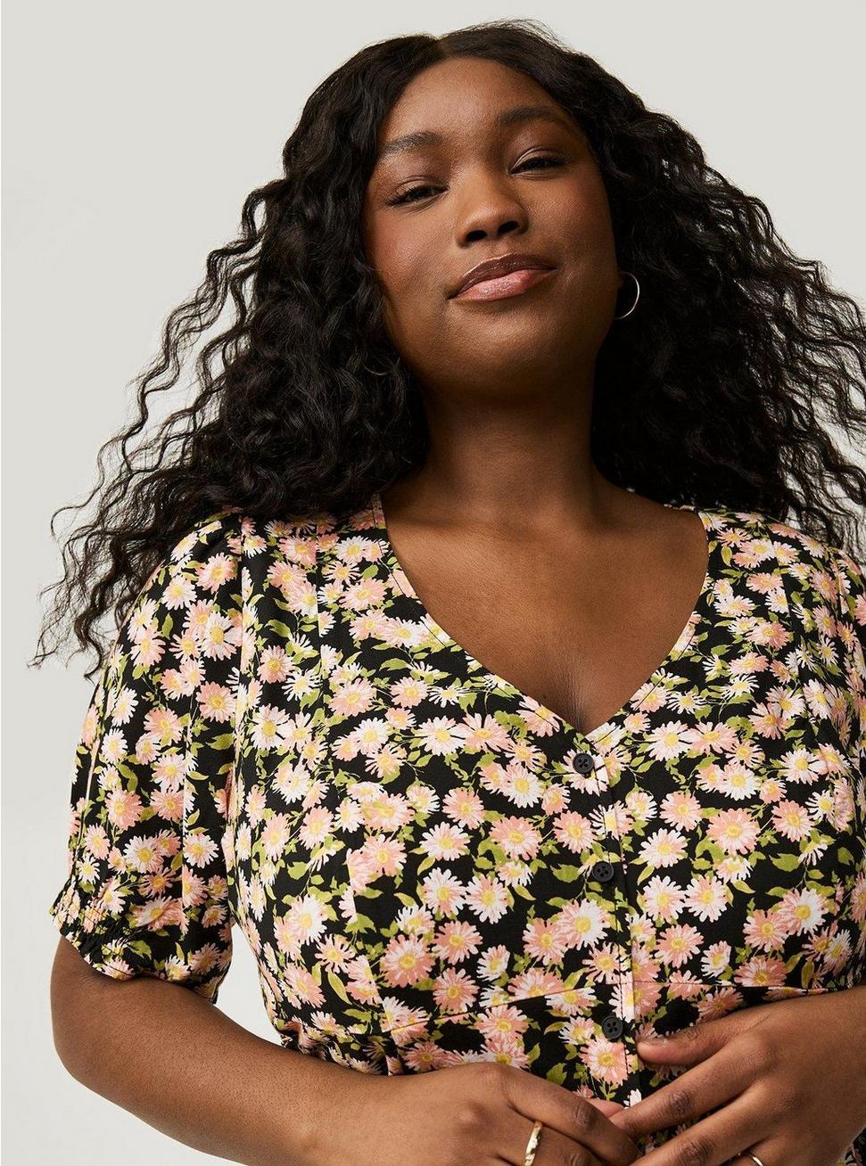 Challis Side Tie Short Sleeve Top Product Image