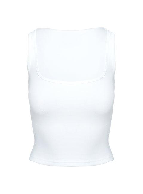 Baseline Square Neck Rib Tank Top White Product Image