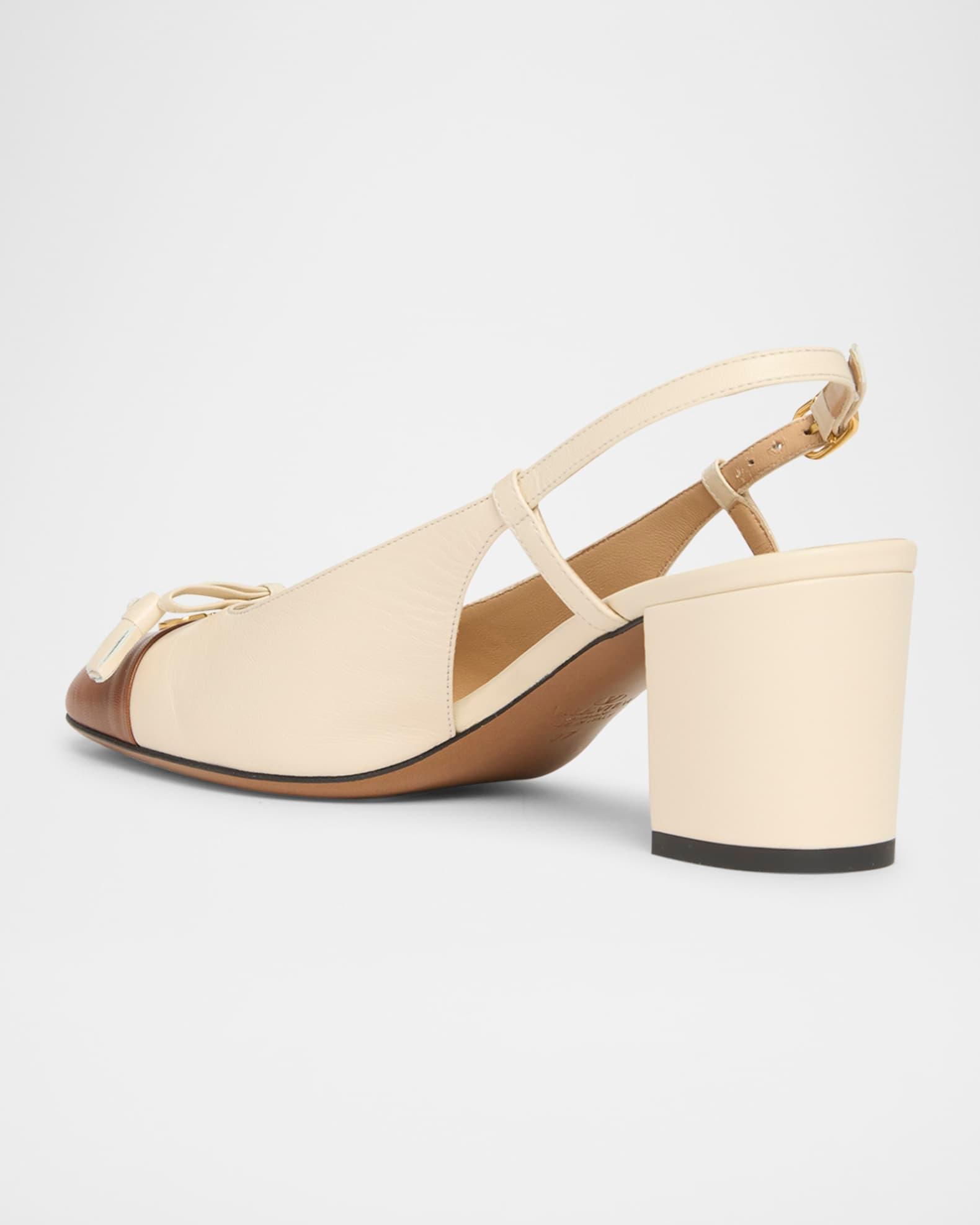 Valet Du Roi VLogo Leather Slingback Pumps Product Image
