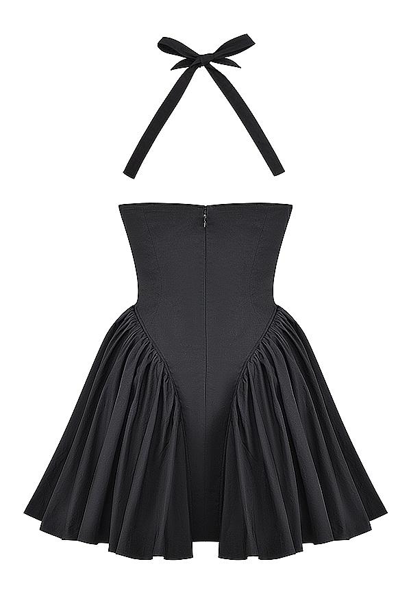 Valentia  black halter mini dress Product Image