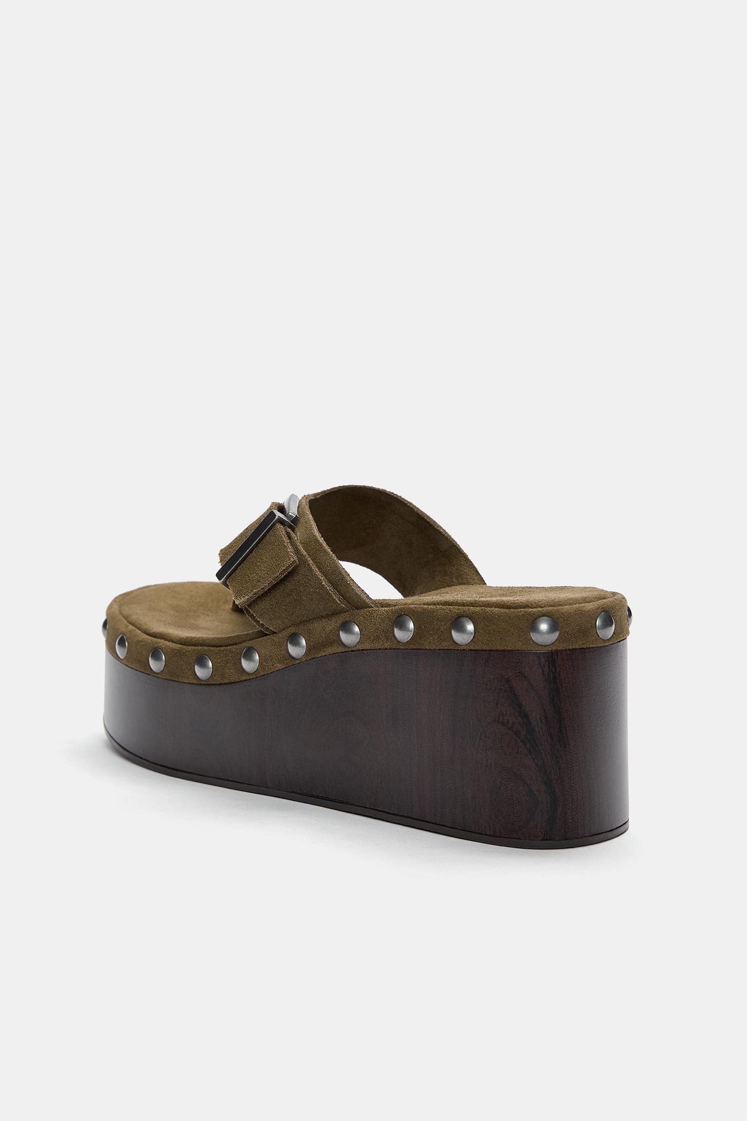 Studded leather wedge sandals Product Image