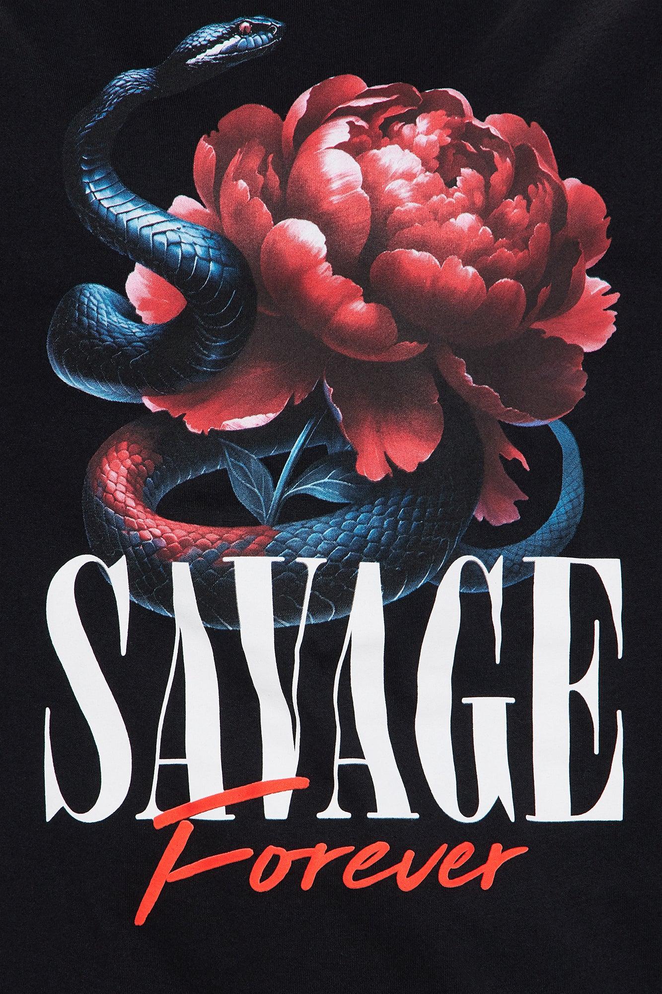 Savage Rose Oversized Tee - Black Product Image