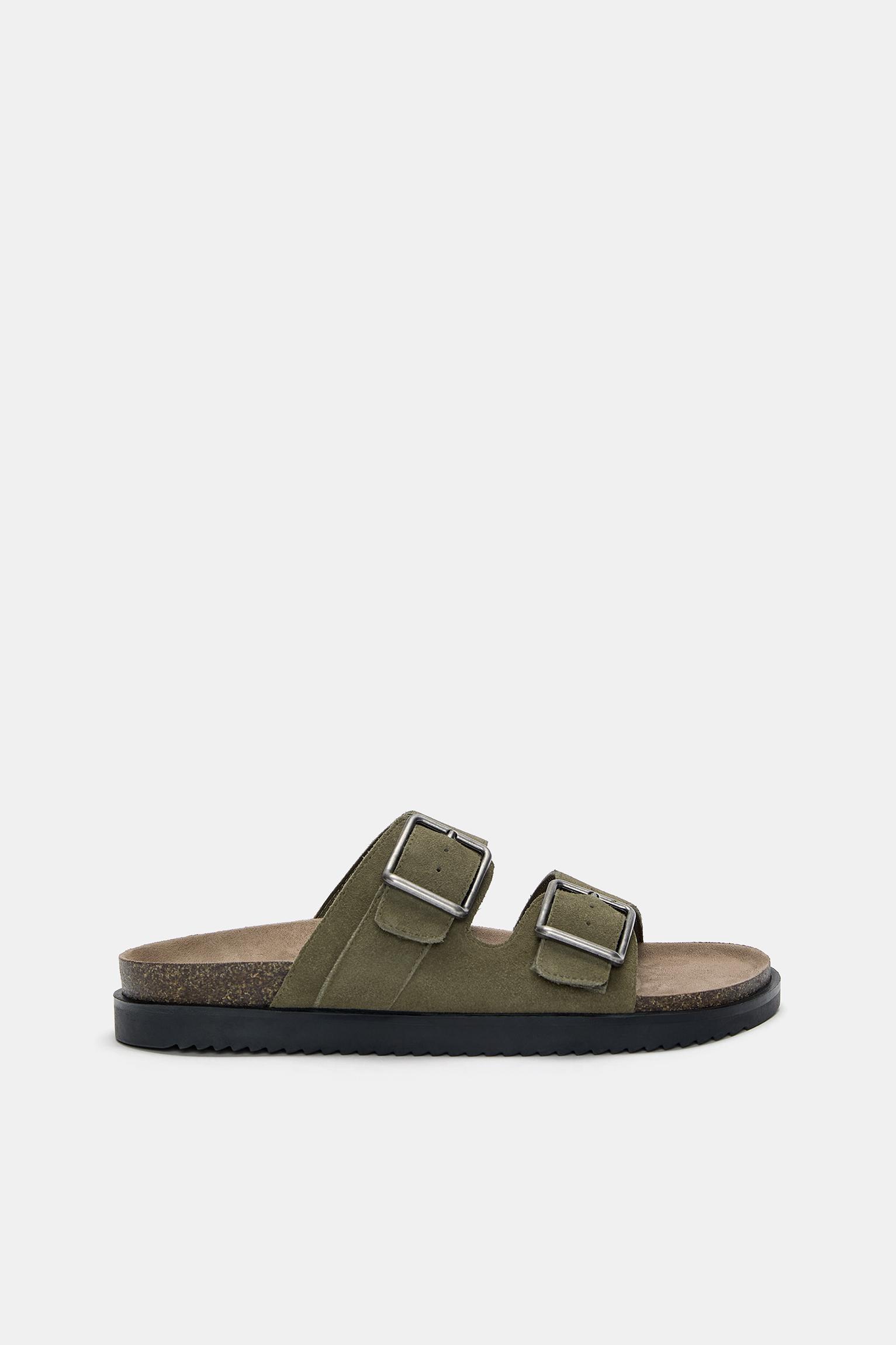Leather sandals with buckle Product Image