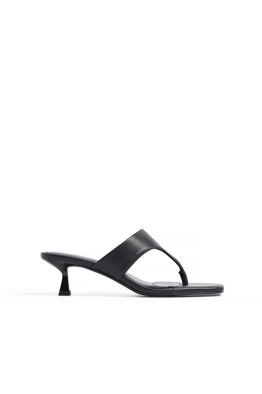 Wide Thong Leather Heels Product Image