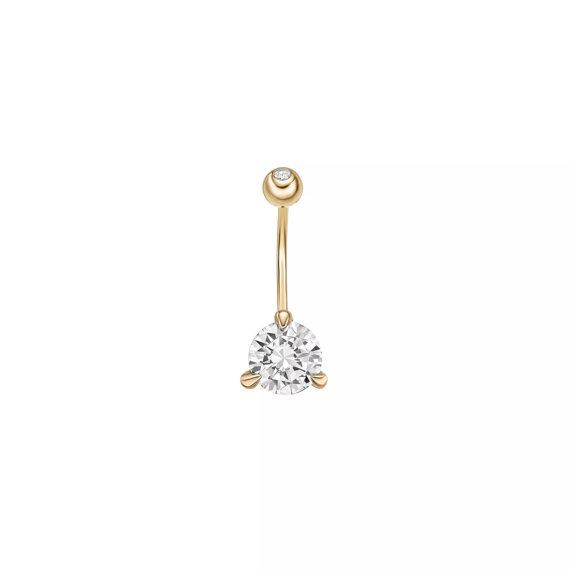 Lila Moon 10k Gold Cubic Zirconia Curved Belly Ring, Women's Product Image