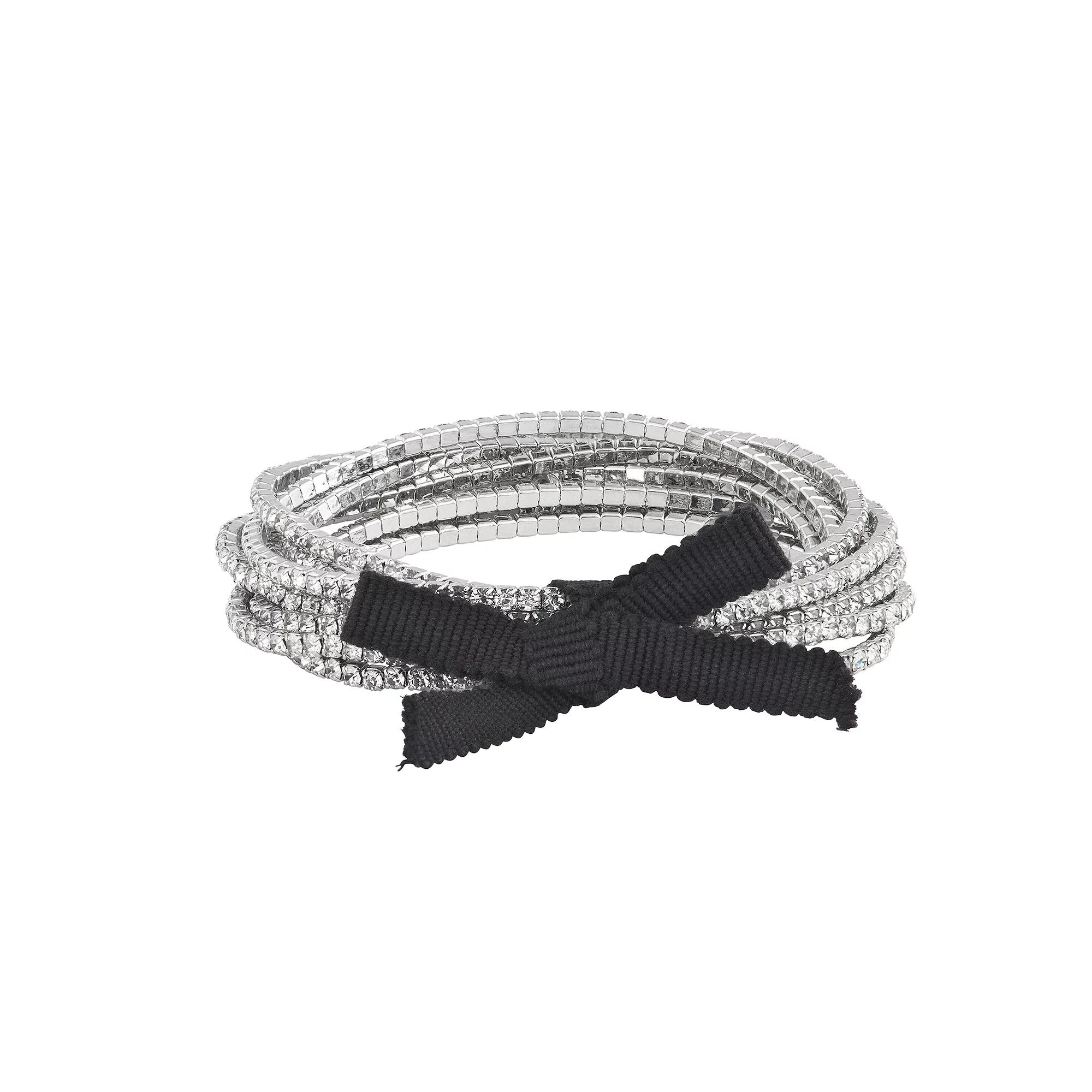 Simply Vera Vera Wang Simulated Crystal Stretch Bracelet Set of 9, Women's, Clear Product Image