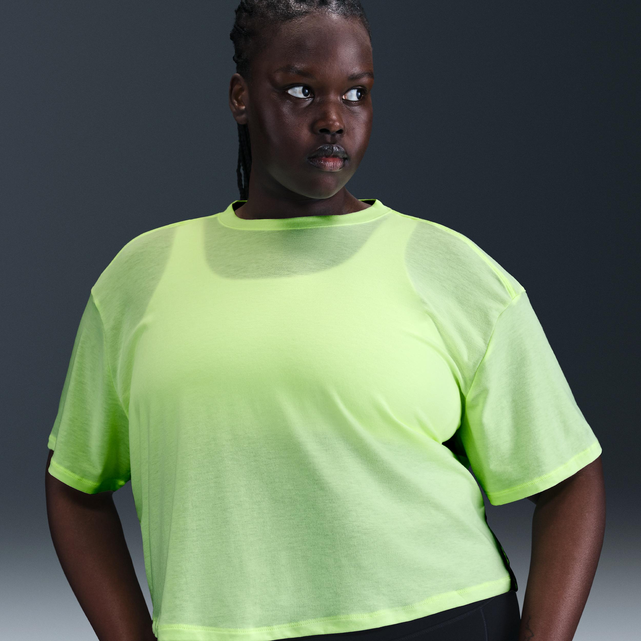 Nike Womens One Relaxed Dri-FIT Cropped Short-Sleeve Top (Plus Size) | HJ1067-701 Product Image
