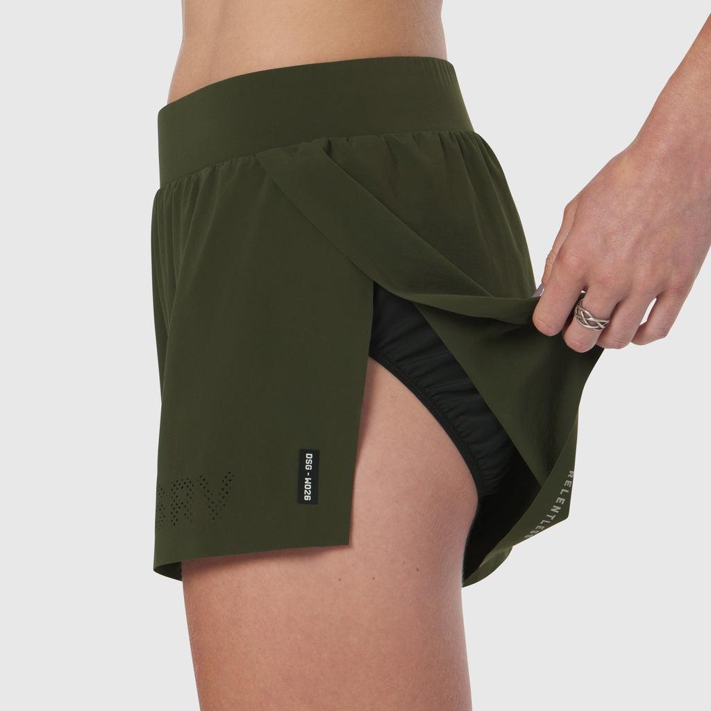 W026. Aerotex™ Side Split Run Short - Olive Product Image