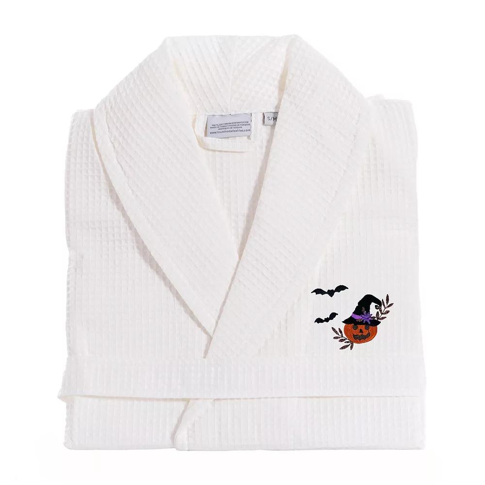 Linum Home Textiles Adult 100% Turkish Cotton Waffle Weave Embroidered Bathrobe - Pumpkin Head, Adult Unisex,  Product Image