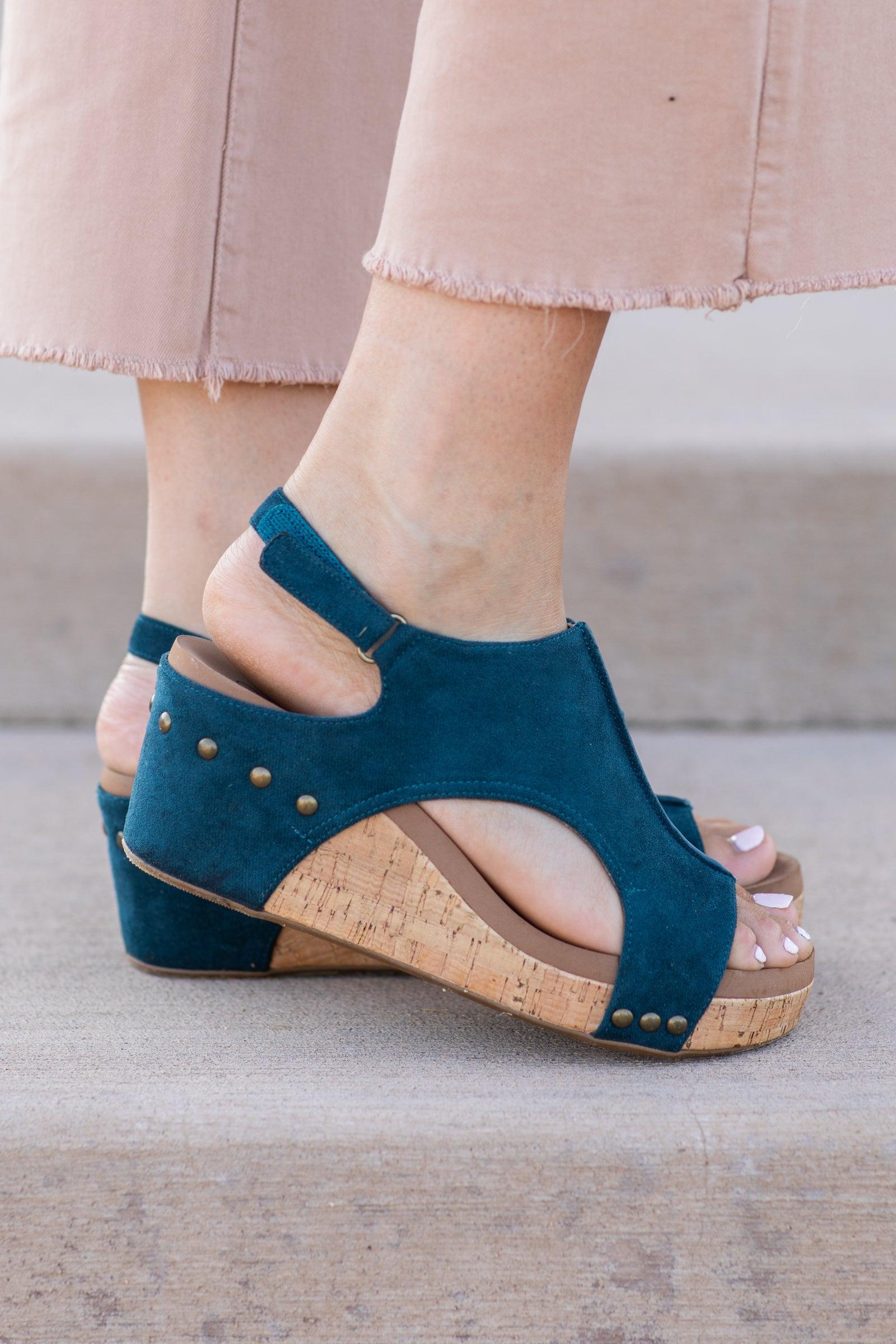 Corkys Carley Suede Wedge Sandals Product Image