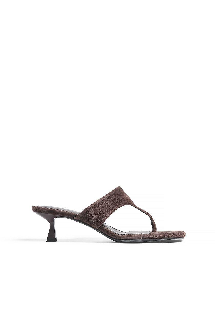 Wide Thong Suede Heels Product Image