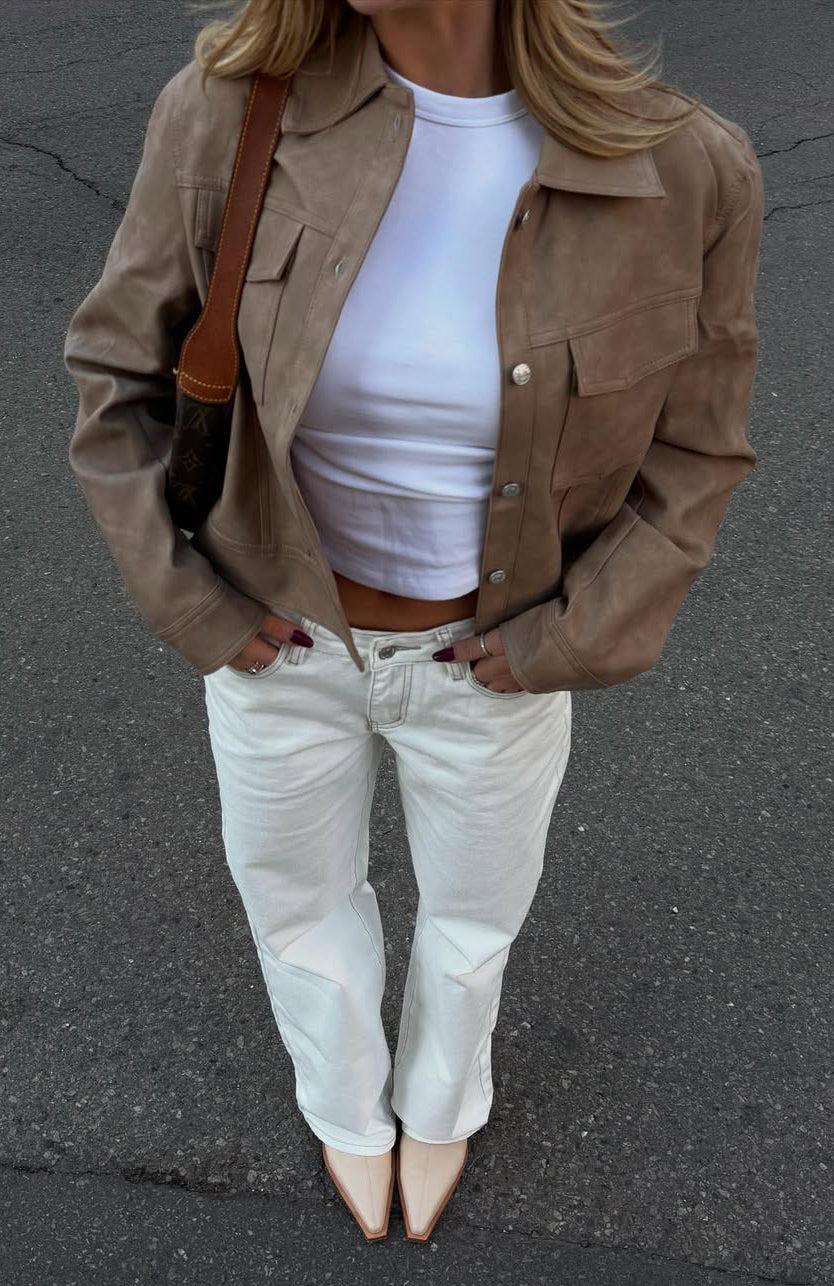 Bring The Style Low Rise Wide Leg Jeans Off White Product Image