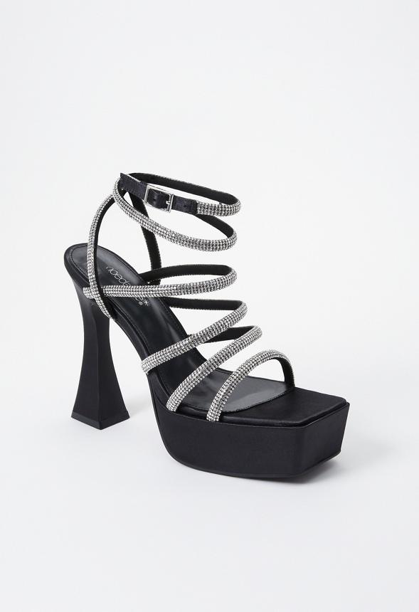 JustFab Margaux Platform Loafer Pump Womens Black/ White Size 8.5 Product Image