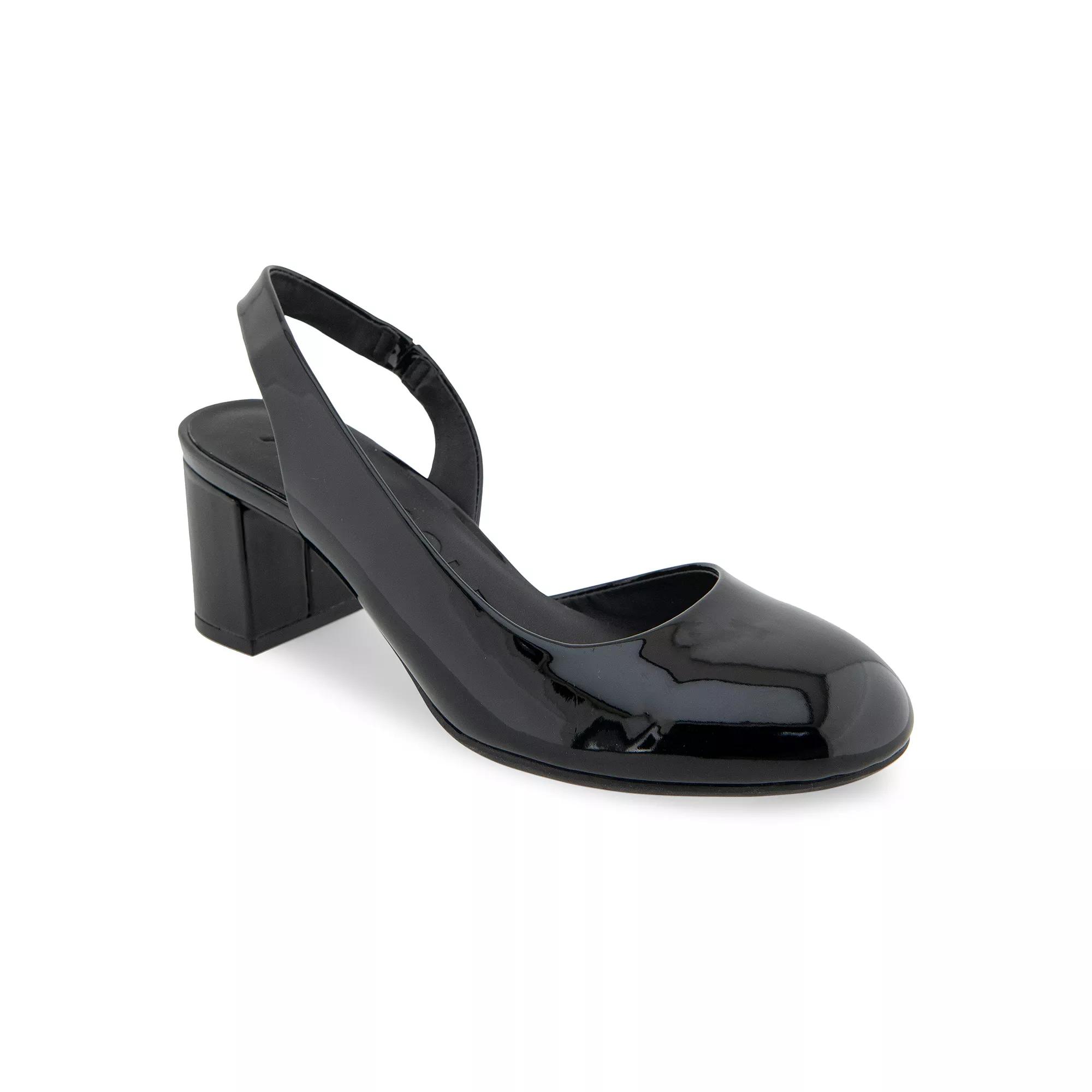 Aerosoles Ice Pop Women's Slingback Pumps, Size: 7, Black Patent Faux Leat Product Image